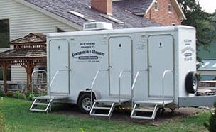 portable restroom in a garden